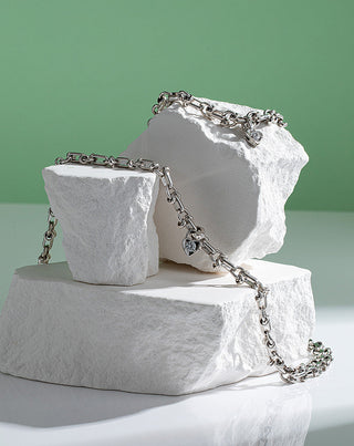 Diamond Heart Chain Bracelet