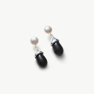 Agate Drop Pearl Earrings