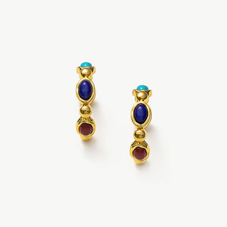 Multi Gemstone Medium Hoop Earrings