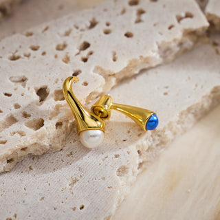 Pearl Crossover Hoop Earrings