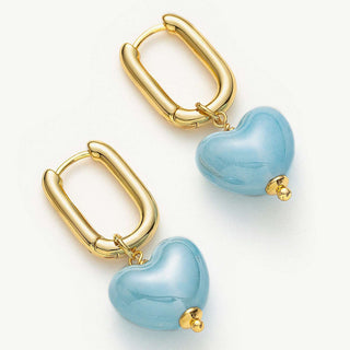Ceramics Heart Hoop Earrings
