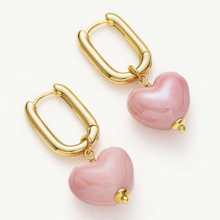 Ceramics Heart Hoop Earrings