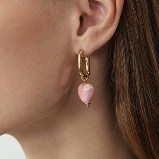 Ceramics Heart Hoop Earrings
