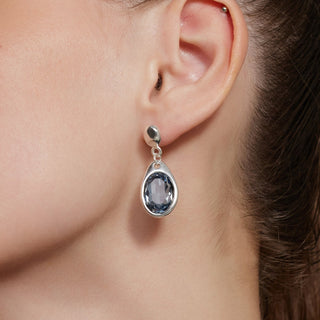 Large Dove Grey Crystal Drop Hoops