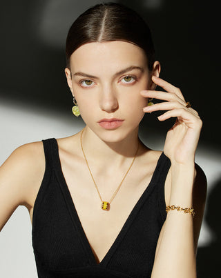 Yellow Heart Charm Hoop Earrings