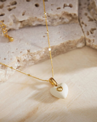 White Heart Pendant Necklace