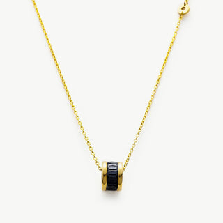 Black Ring Pendant Chain Necklace, a chic and versatile piece with a bold contrast, featuring a black ring pendant suspended from a delicate chain, adding a touch of modern sophistication to your neckline