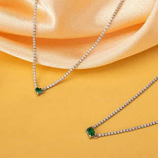 Emerald Rectangle Dewdrop Pendant