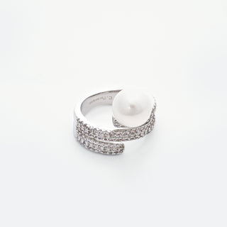 Crystal Embellished Knot Pearl Ring