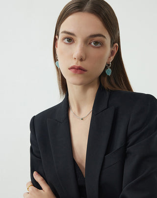 Blue Heart Charm Hoop Earrings