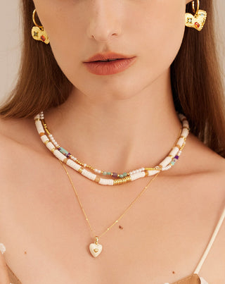 White Heart Pendant Necklace