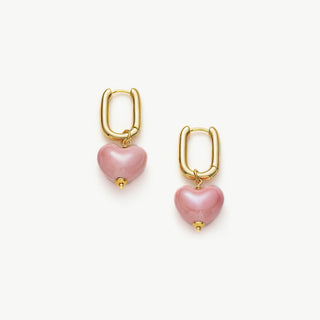 Ceramics Heart Hoop Earrings