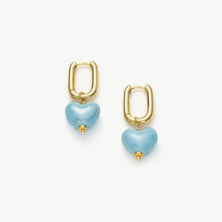 Ceramics Heart Hoop Earrings