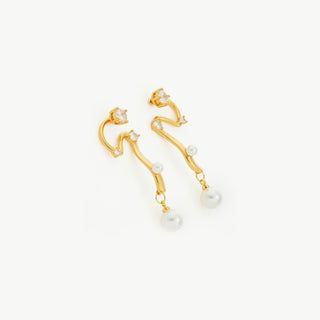 Serpent Pearl Drop Earrings