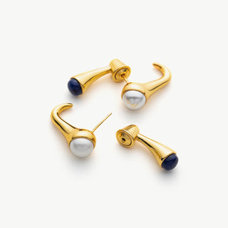 Pearl Crossover Hoop Earrings