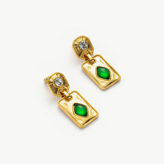 Gemstone Charm Hoop Earrings