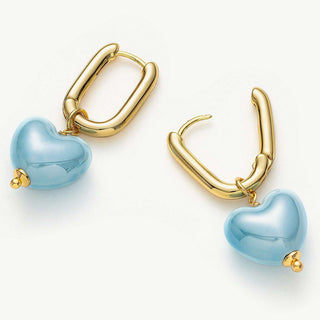 Ceramics Heart Hoop Earrings