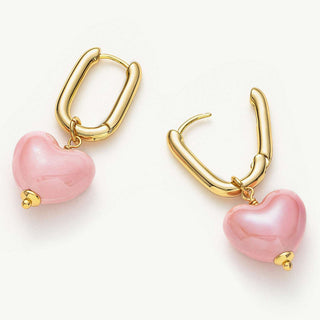 Ceramics Heart Hoop Earrings
