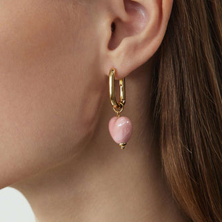 Ceramics Heart Hoop Earrings