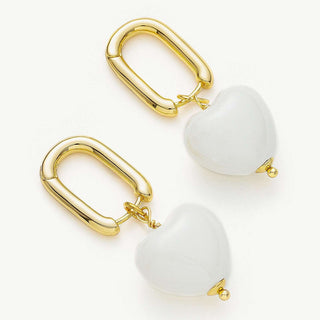 Ceramics Heart Hoop Earrings