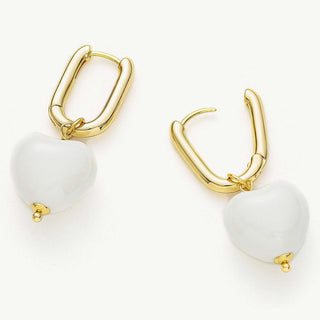 Ceramics Heart Hoop Earrings