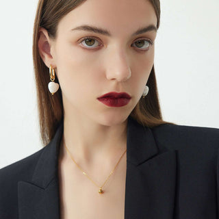 Ceramics Heart Hoop Earrings