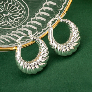 Dome Ridge Hoop Earrings