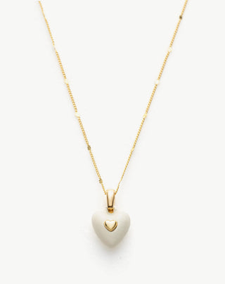 White Heart Pendant Necklace